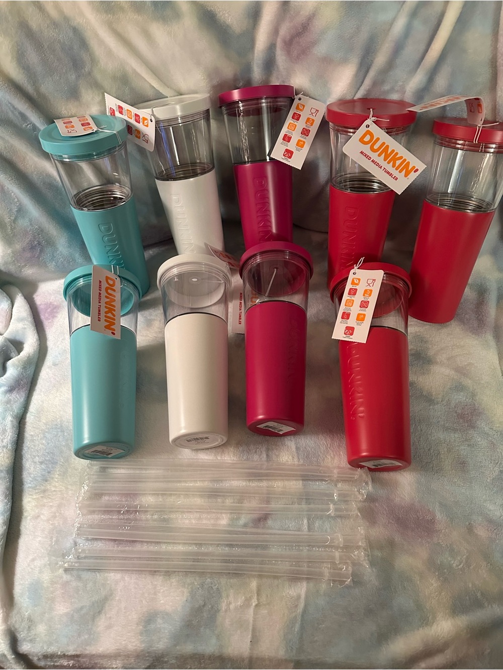 Dunkin® Mixed Media Tumbler - Teal, White, Pink, Hot Pink